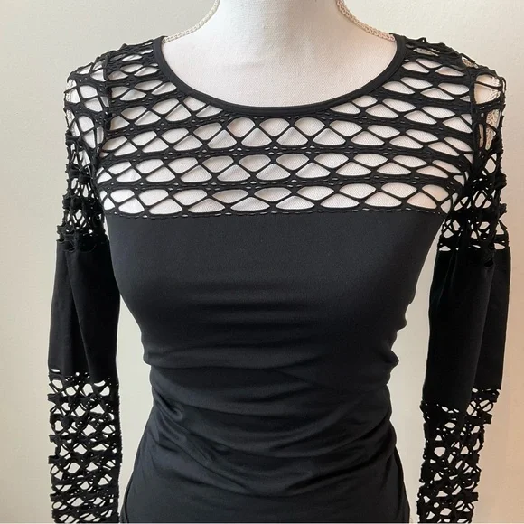 VENUS Black Ruched Cut Out Bodysuit - Picture 6 of 9